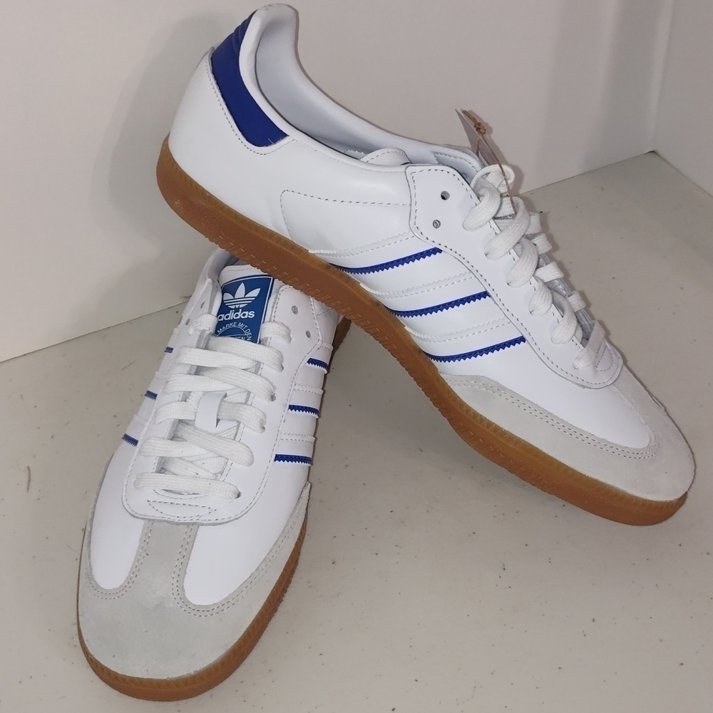 Adidas Samba Original Sneakers White Lucid Blue Size men's 11.5 - Picture 2 of 12
